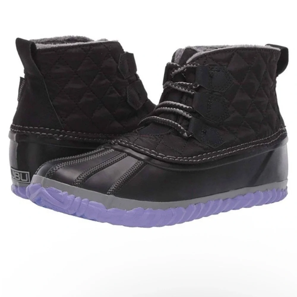 JBU BY JAMBU | Women's‎ Nala Weather Ready Rain Boot, Black Nylon/Lilac